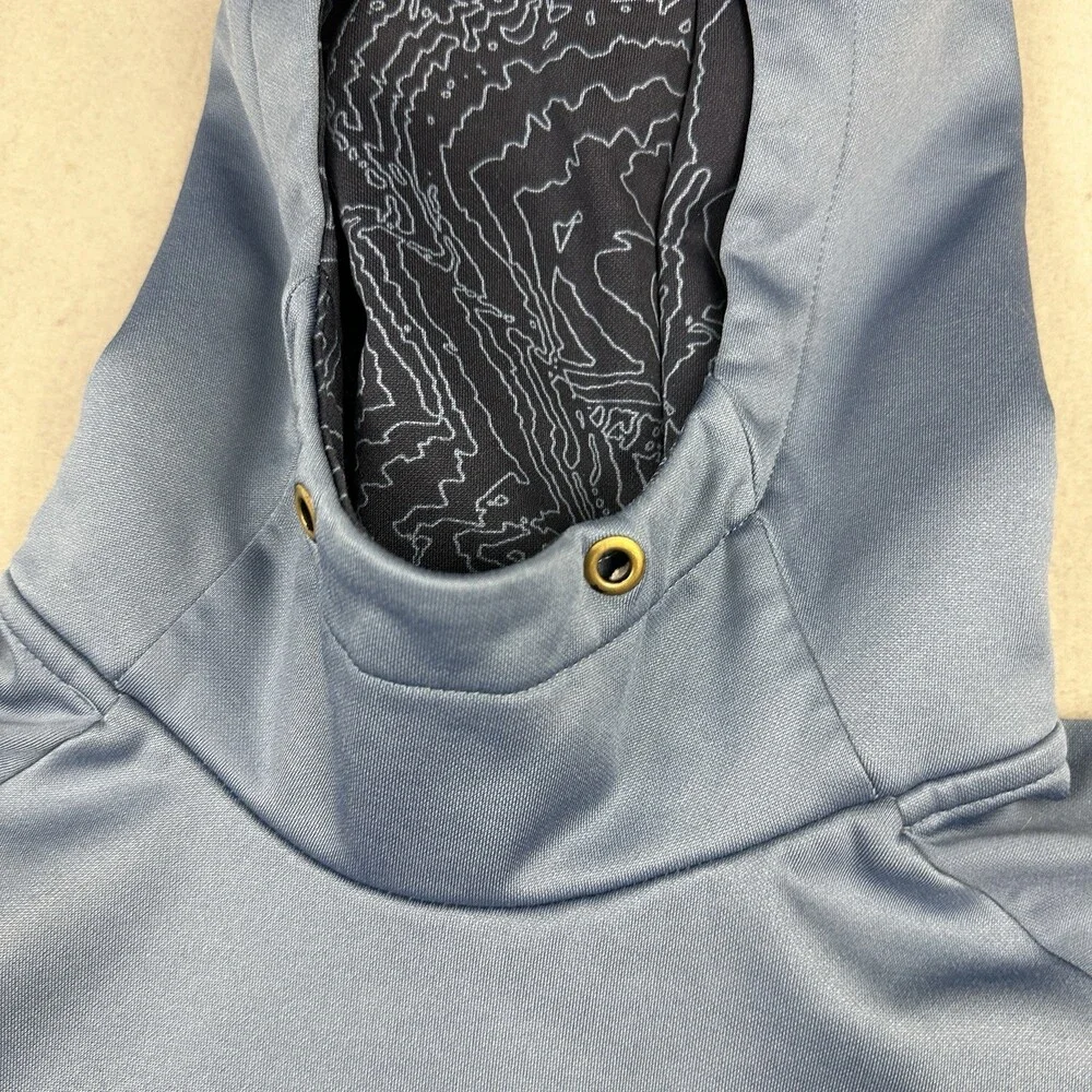 Nike Hoodie Men Medium Blue Soid Big Swoosh Pullover Sweatshirt Pocket M *